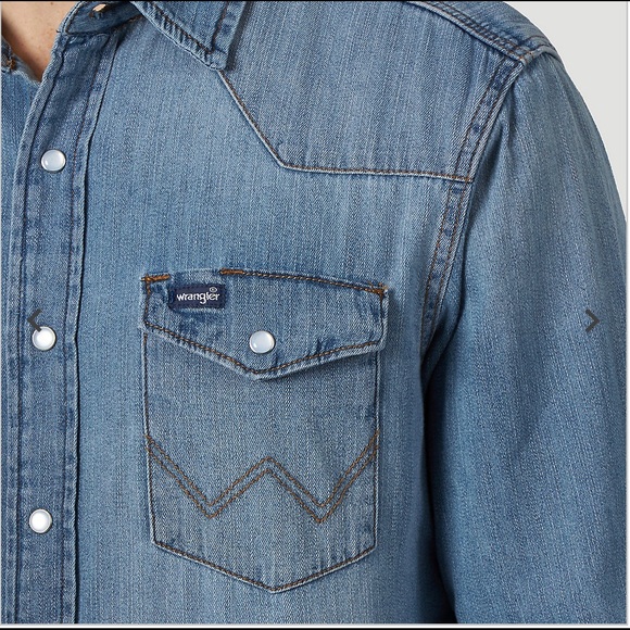 wrangler snap denim shirt